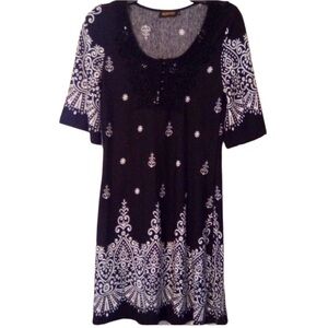 Reborn Black and White Mosaic Patterned Dress Sz. Small